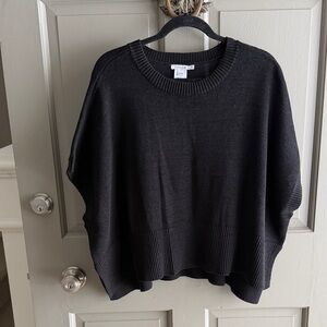 Chicos Black Crew Neck Sweater Poncho